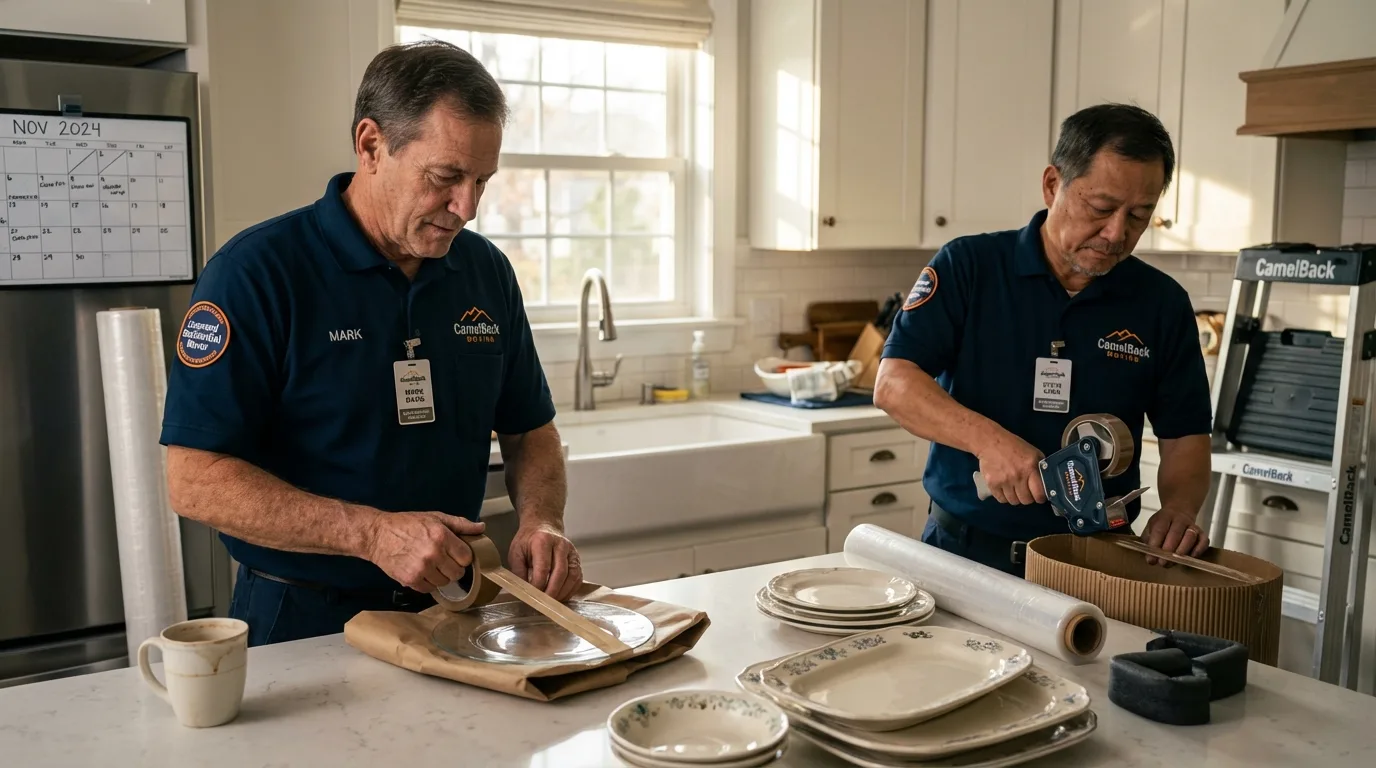 Professional crew packing kitchen dishware in Elizabethton, TN